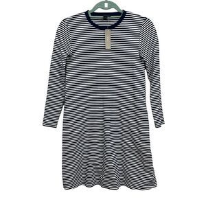 J. Crew Dress Womens Shift Dress Striped Navy Long Sleeves Pockets Size PXXS*
